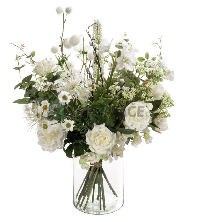 Umělé květiny - Umělá kytice bílá mix 23 stonků