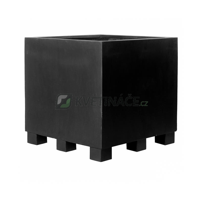 Venkovní květináče - Fiberstone Jumbo Square Black L 90x90x90cm
