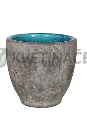 Keramické květináče - Květiáč Fien šedo tyrkysový 14x15cm