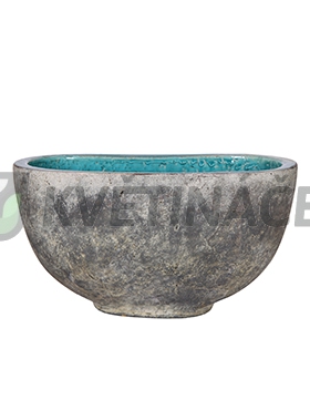 Keramické květináče - Ovál Fien šedo tyrkysová 23x11x13cm