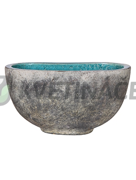 Keramické květináče - Ovál Fien šedo tyrkysová 31x16x17cm