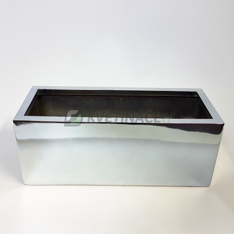 Luxusní květináče - Fiberstone truhlík Silver lesklý 50x20x20cm