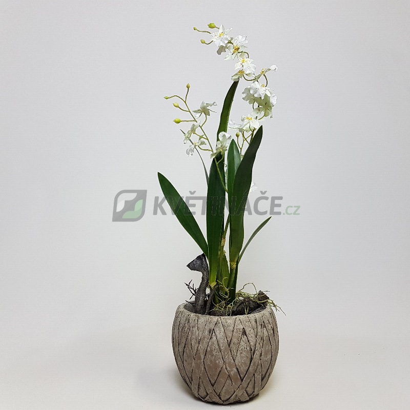 Umělé květiny - Umělá orchidej Oncidium bílá 65cm