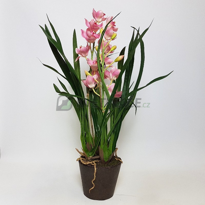 Umělé květiny - Umělá Orchidej Cymbidium Pink 75cm
