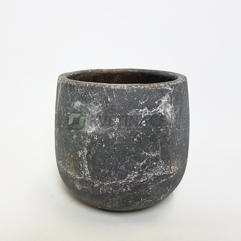 Keramické květináče - Keramický květináč Earth šedý 22x21cm