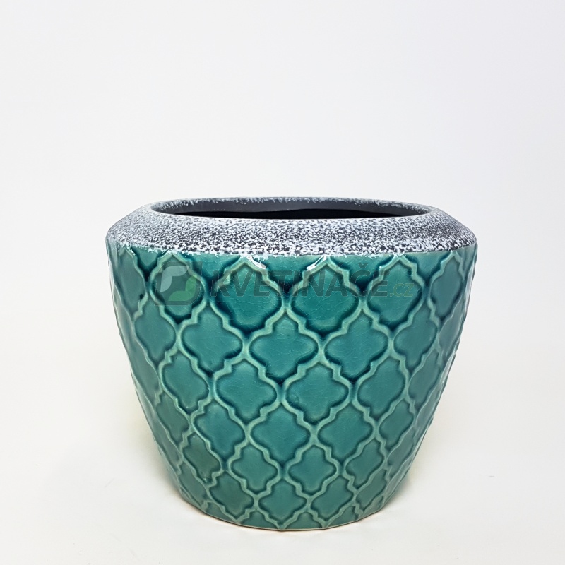 Keramické květináče - Květináč Trento tyrkys 20x16cm