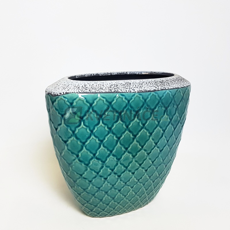 Keramické květináče - Ovál Trento tyrkys 26x14x25cm