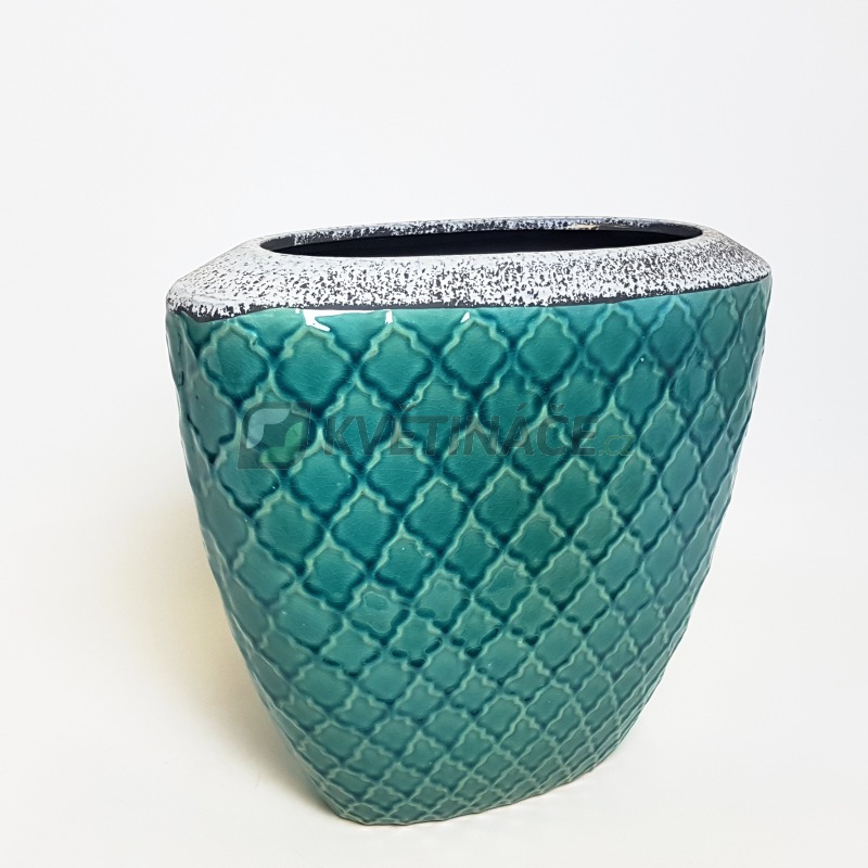 Keramické květináče - Ovál Trento tyrkys 32x14x30cm