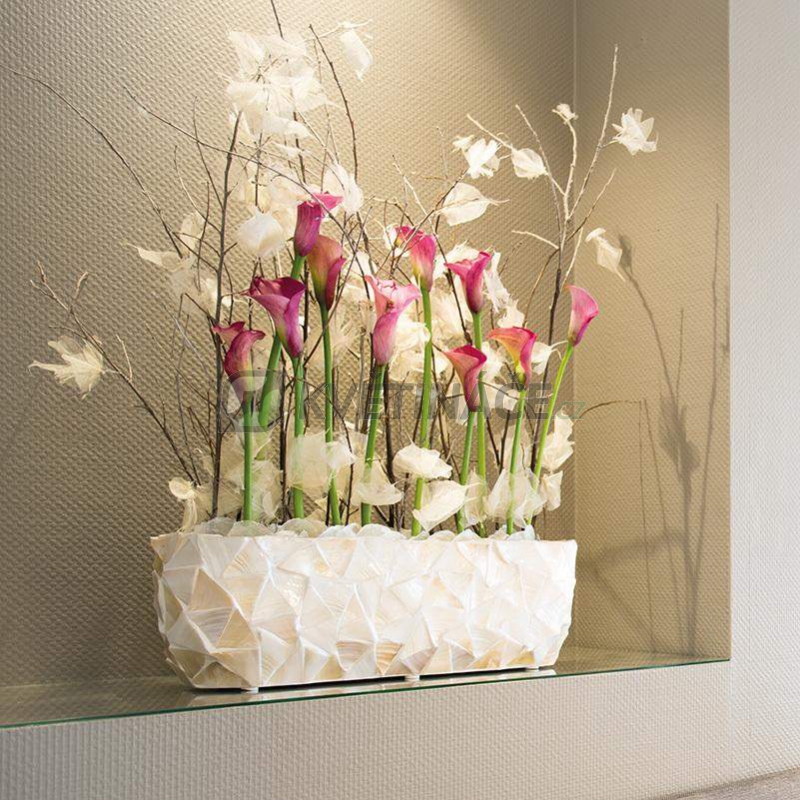 Luxusní květináče - Shell White Oval 60x15x18cm