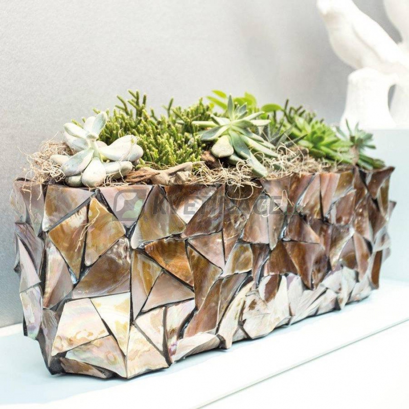 Luxusní květináče - Shell Brown Oval 90x20x20cm