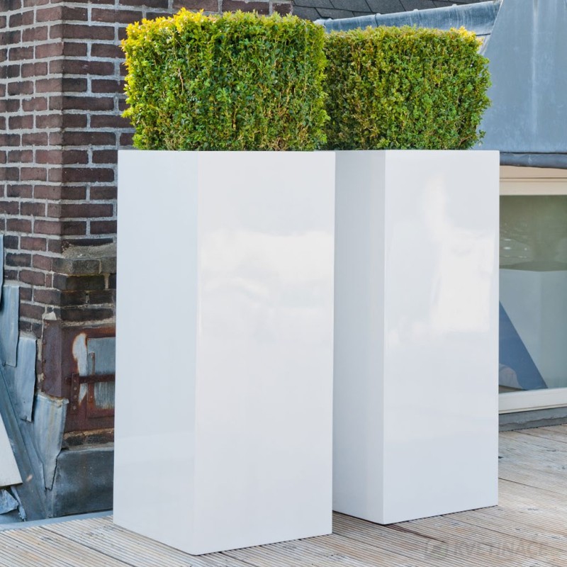 Venkovní květináče - Fiberstone Bouvy White lesklý 50x50x100cm