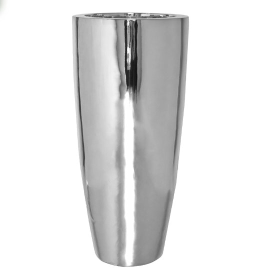 Luxusní květináče - Fiberstone Partner Silver lesklý 37x80cm