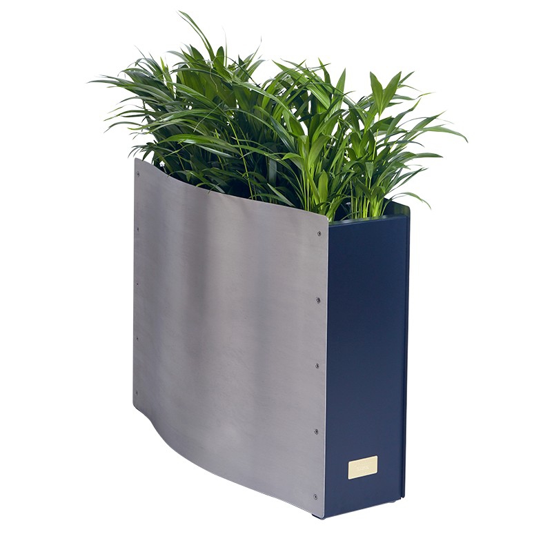 Kovové květináče - Kasper Wave standard nerez / černý 80x33x61cm