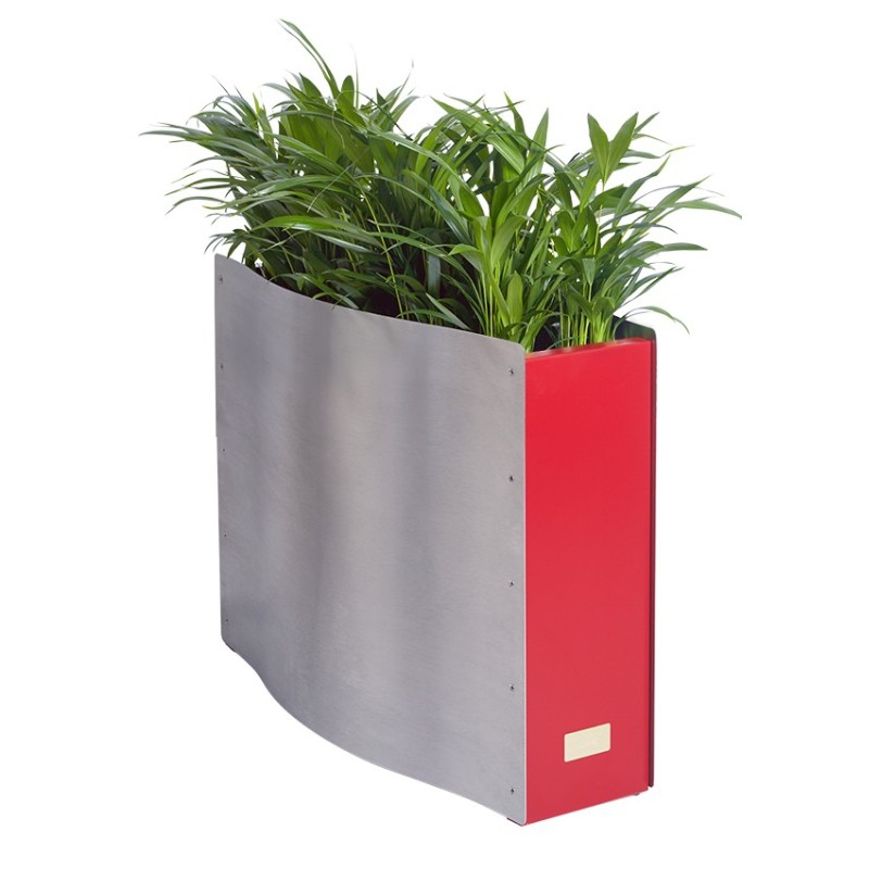 Kovové květináče - Kasper Wave standard nerez / červený 80x33x61cm