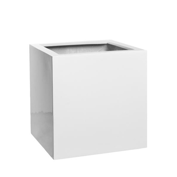 Venkovní květináče - Fiberstone Square Glossy White 20x20x20cm