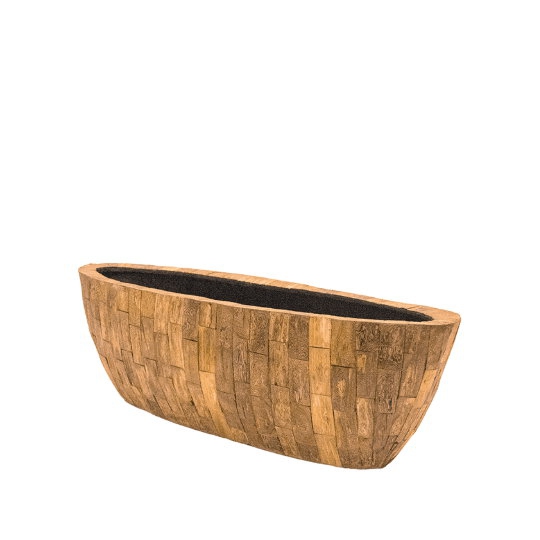 Luxusní květináče - Cemani Teak Oval 70x20x20cm