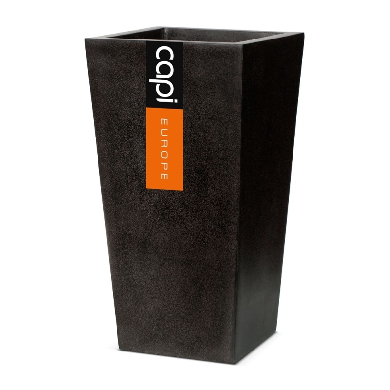 Venkovní květináče - Capi lux kvádr kónický černý 32x32x60cm
