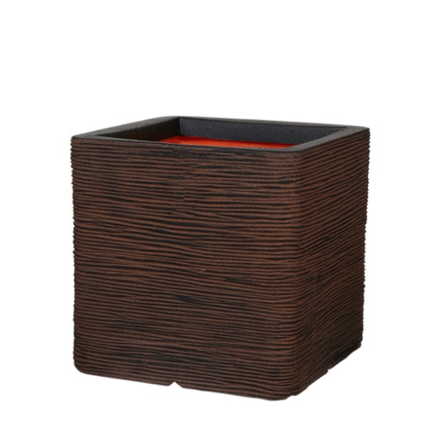 Venkovní květináče - Capi nature rib square brown 30x30x30cm
