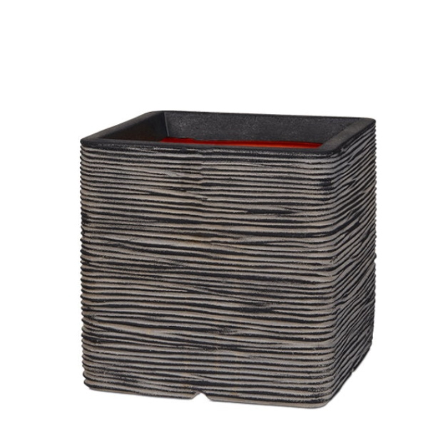 Venkovní květináče - Capi nature rib square antracit 30x30x30cm