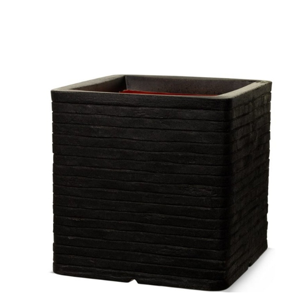 Venkovní květináče - Capi nature row square black 40x40x40cm