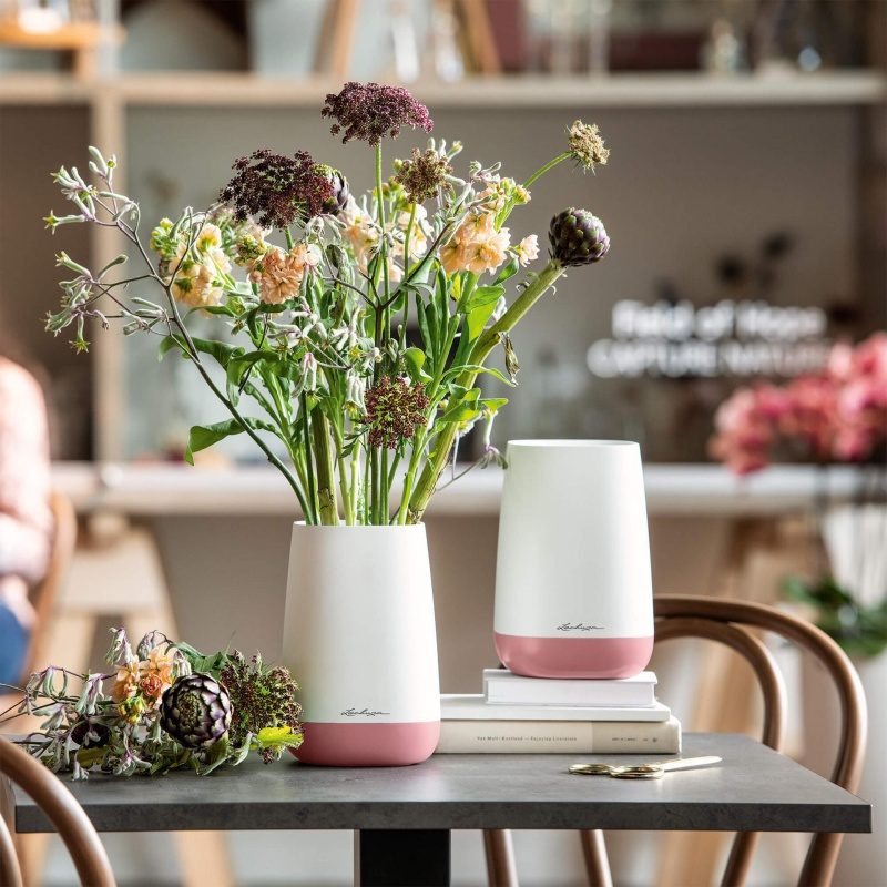 Lechuza květináče - Váza Lechuza Yula Trend bílo-růžový komplet