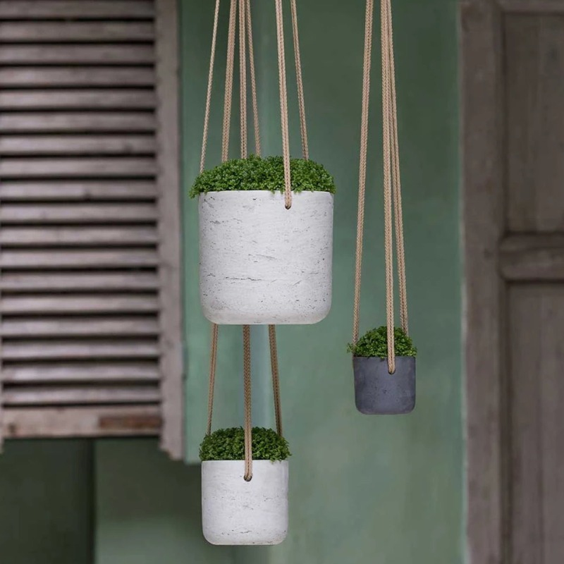 Závěsné květináče - Závěsný květináč Charlie S šedý 15x15cm