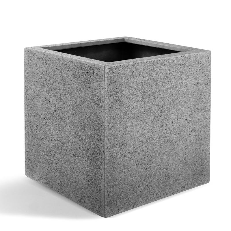 Venkovní květináče - D-lite Cube L hrubý šedý 50x50x50cm