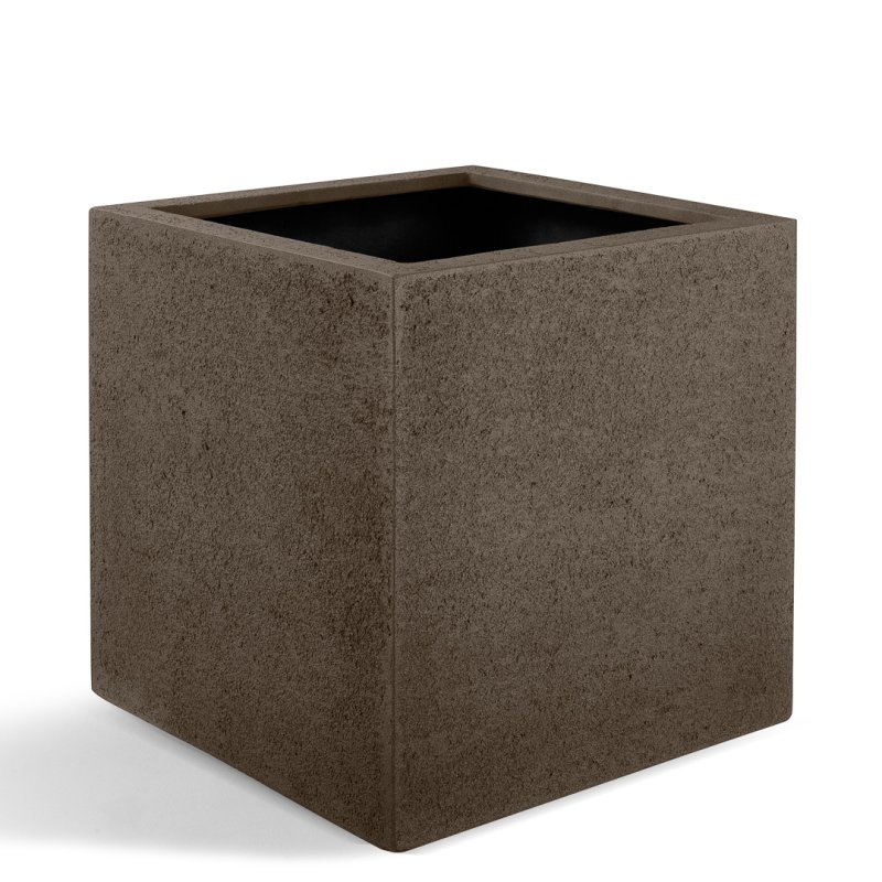 Venkovní květináče - D-lite Cube XL hrubý hnědý 60x60x60cm