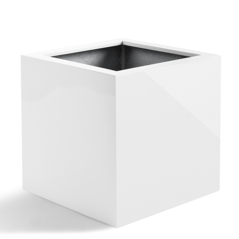 Venkovní květináče - D-lite Cube XXL bílý lesk 80x80x80cm