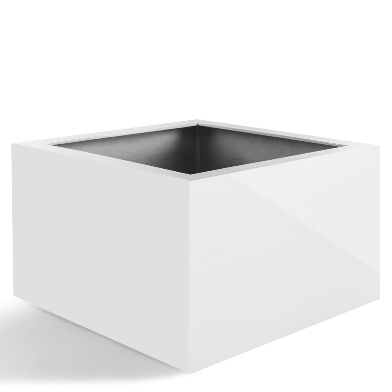 Venkovní květináče - D-lite Low Cube S bílý lesk 60x60x40cm