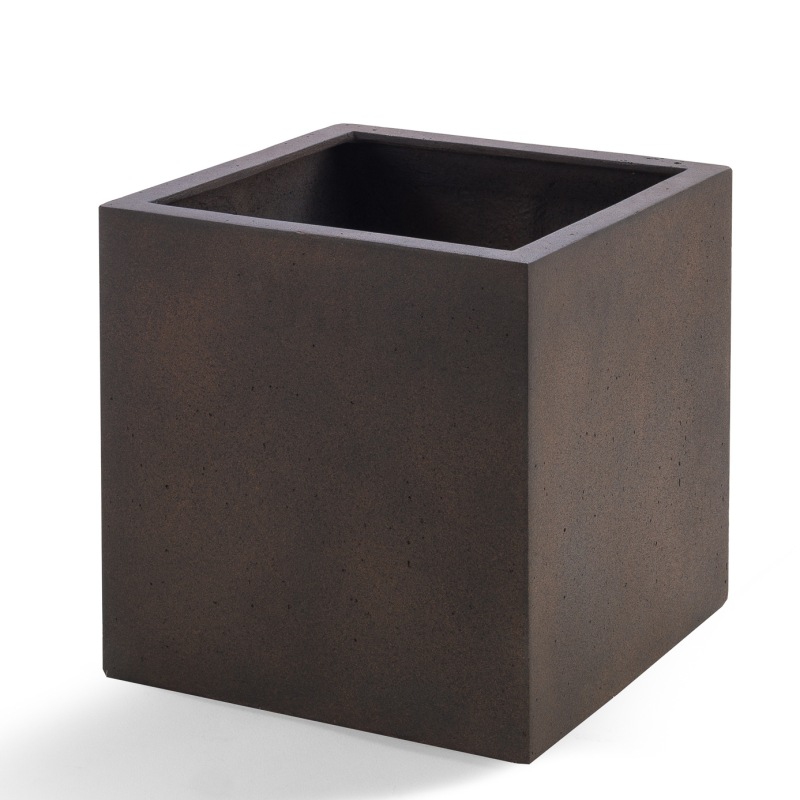 Venkovní květináče - D-lite Cube XXL Rusty Iron Concrete 80x80x80cm
