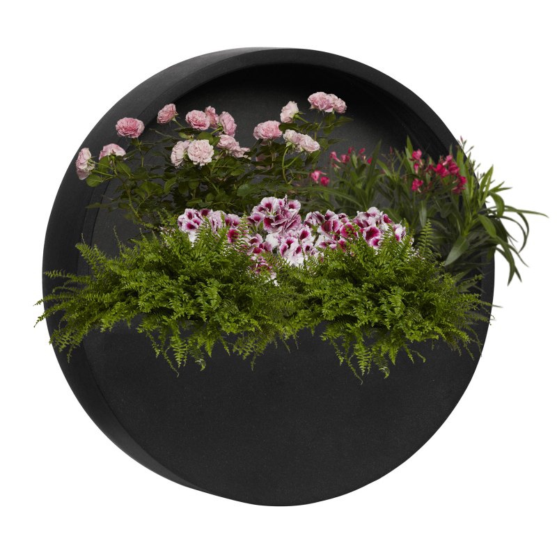 Venkovní květináče - Fiberstone Wally M Black Mat 50x50cm
