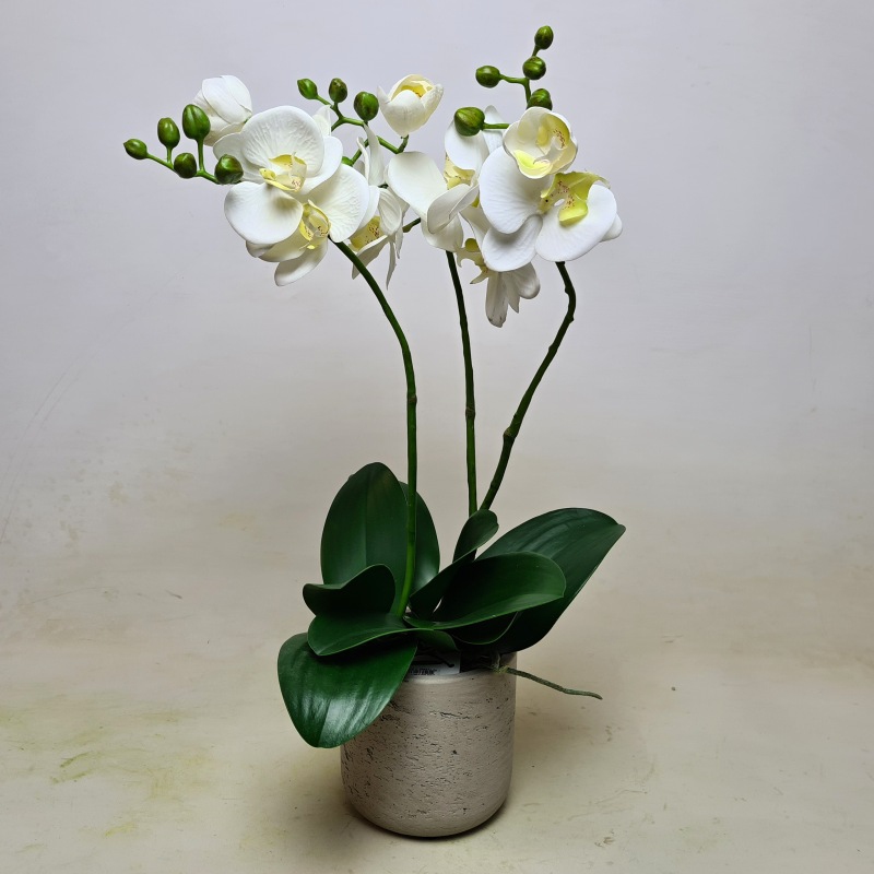 Umělé květiny - Umělá Orchidej bílá 45cm