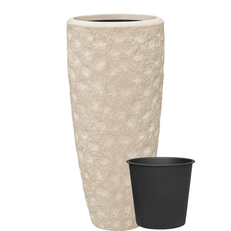 Luxusní květináče - Polystone Natural Rockwell Partner Premium 37x90cm