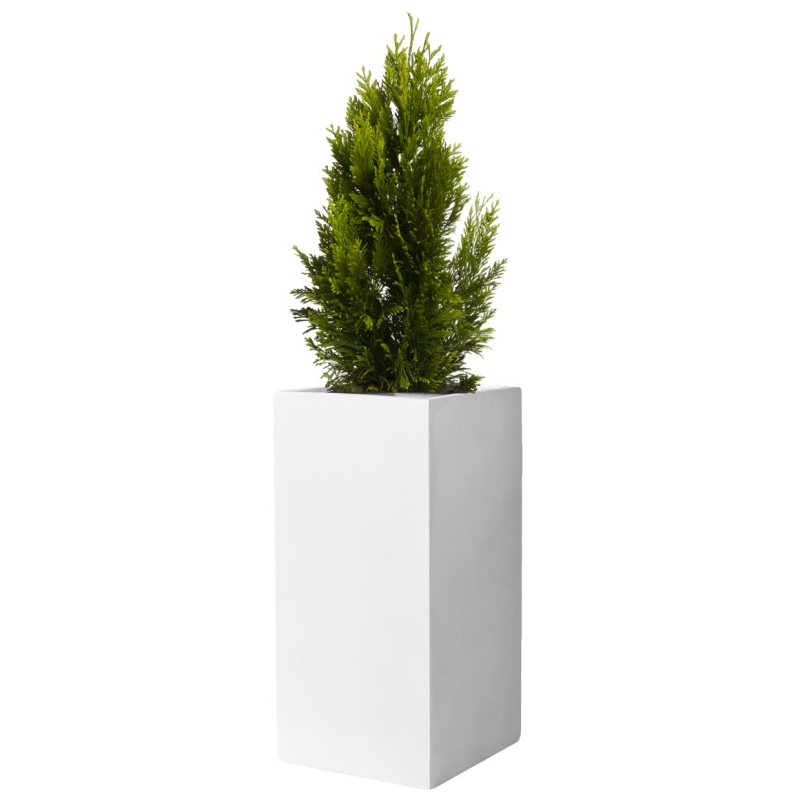 Venkovní květináče - Fiberstone Bouvy White lesklý 30x30x60cm