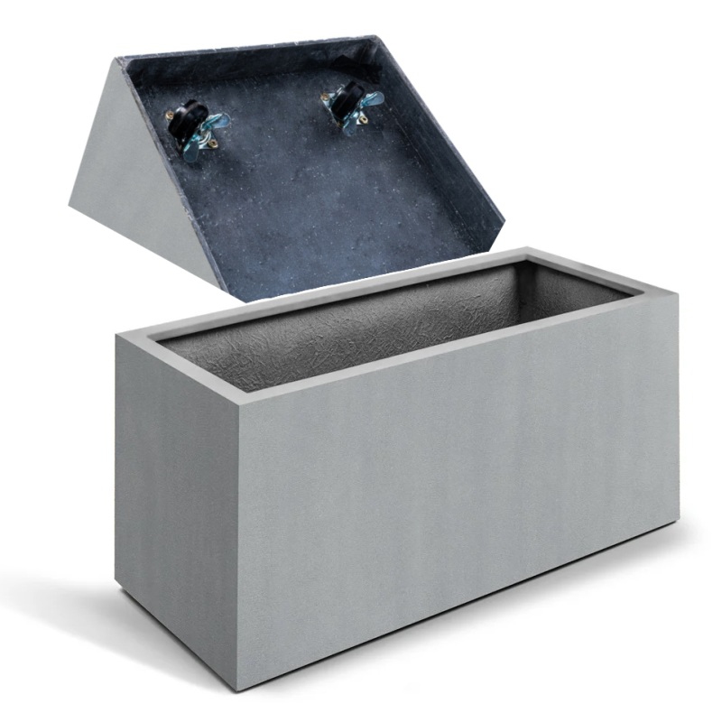 Venkovní květináče - Alfa truhlík šedý s kolečky 90x40x40cm