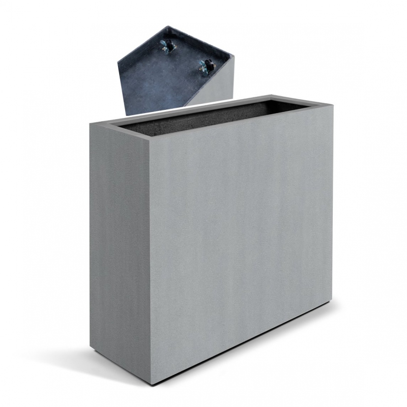 Venkovní květináče - Alfa vysoký truhlík šedý s kolečky 80x30x68cm