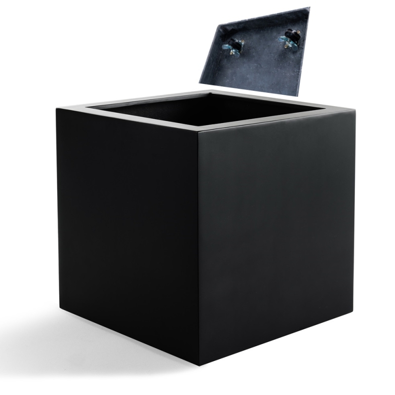 Venkovní květináče - Alfa cube černý s kolečky 60x60x60cm