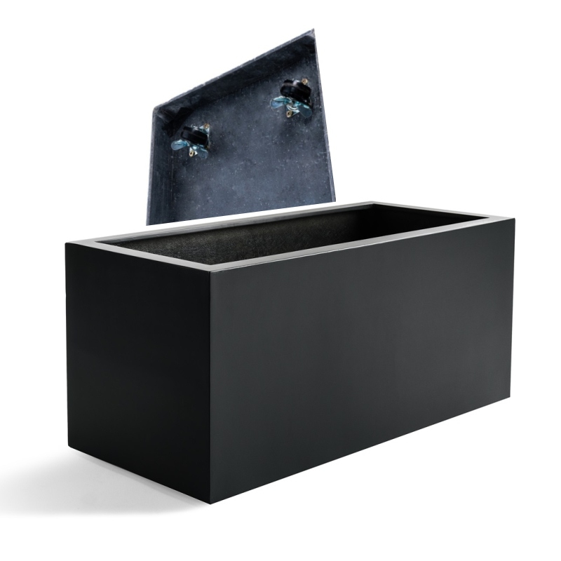 Venkovní květináče - Alfa truhlík černý s kolečky 90x40x40cm