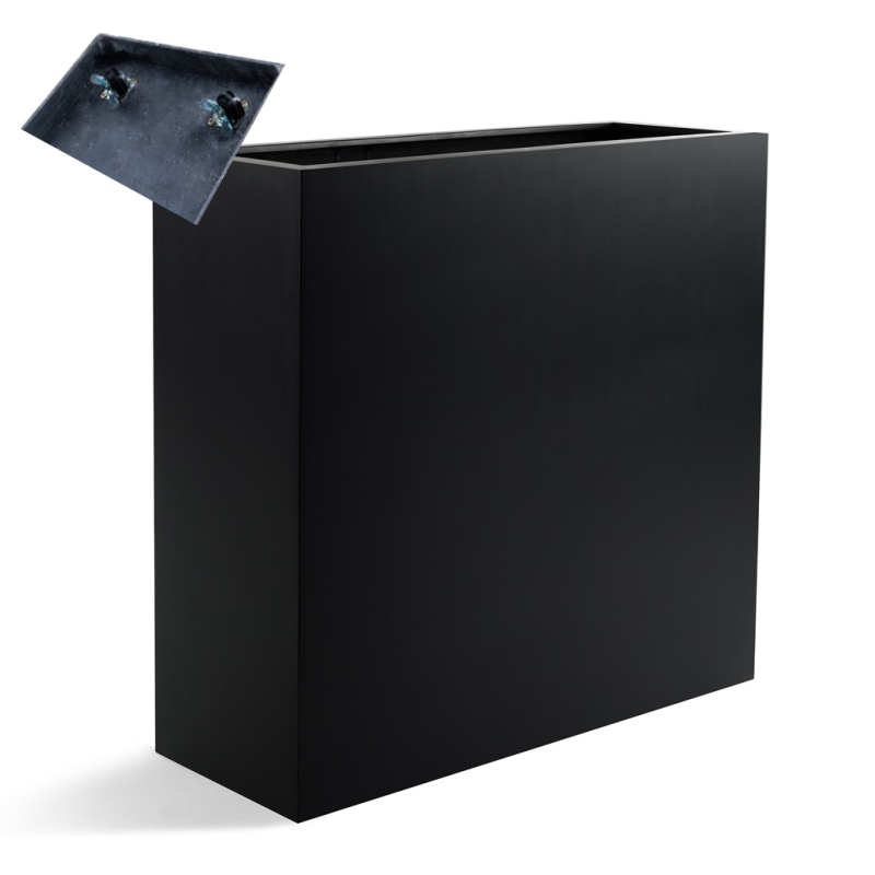 Venkovní květináče - Alfa vysoký truhlík černý s kolečky 95x34x90cm