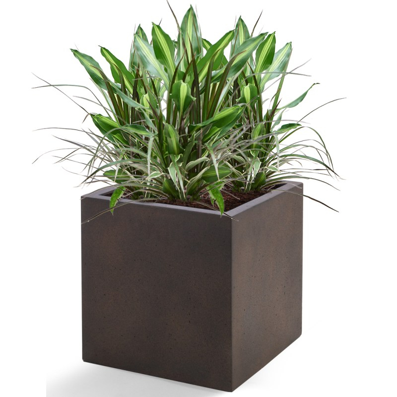 Venkovní květináče - D-lite Cube L Rusty Iron Concrete 50x50x50cm