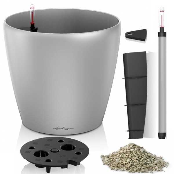 Lechuza květináče - Lechuza Classico 21 Silver komplet