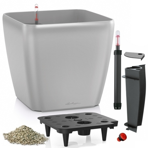 Lechuza květináče - Lechuza Quadro 28 Silver komplet