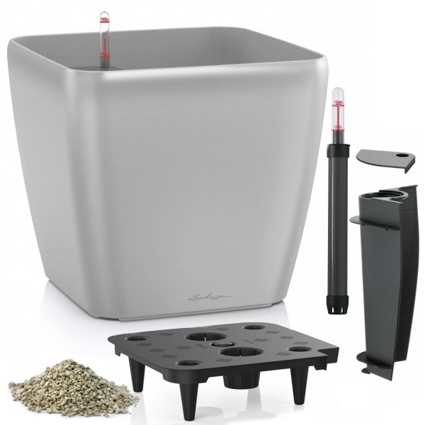 Lechuza květináče - Lechuza Quadro 35 Silver komplet