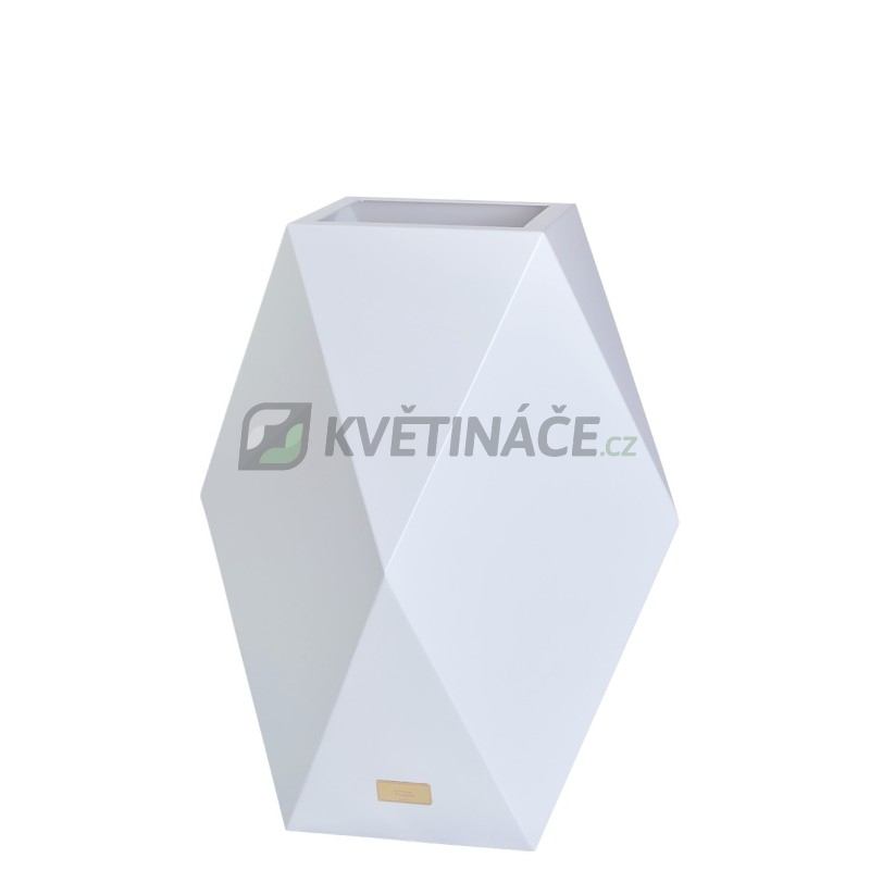Kovové květináče - Květináč Kasper Diamant L bílý 47x47xV80cm