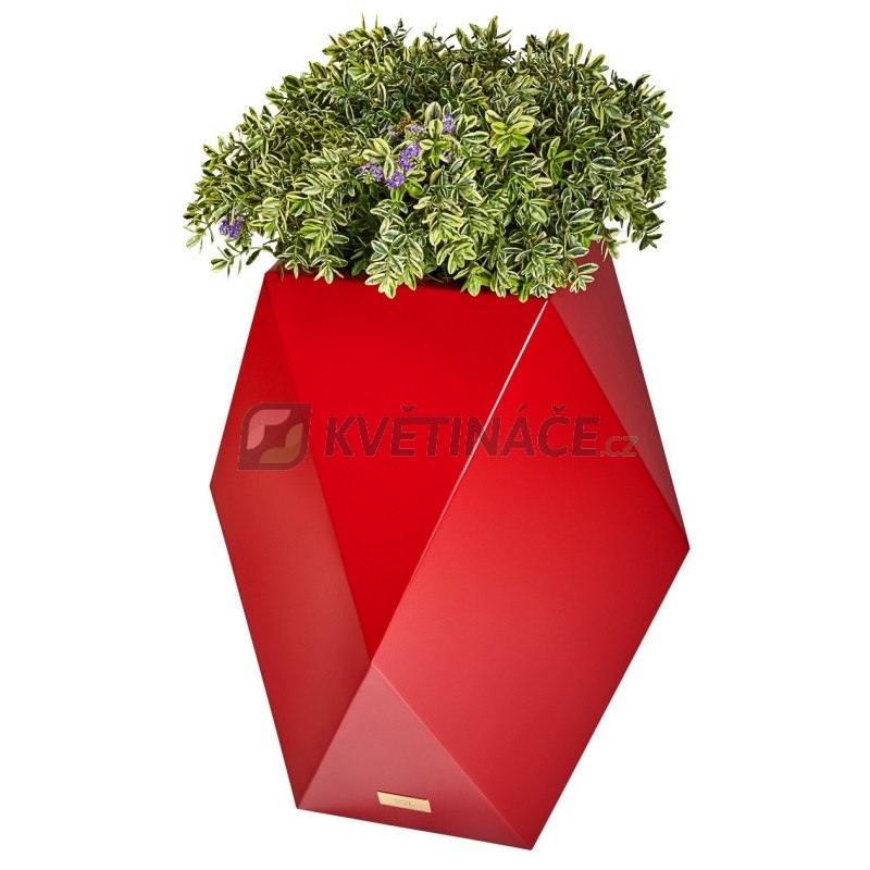 Kovové květináče - Květináč Kasper Diamant L červený 47x47xV80cm