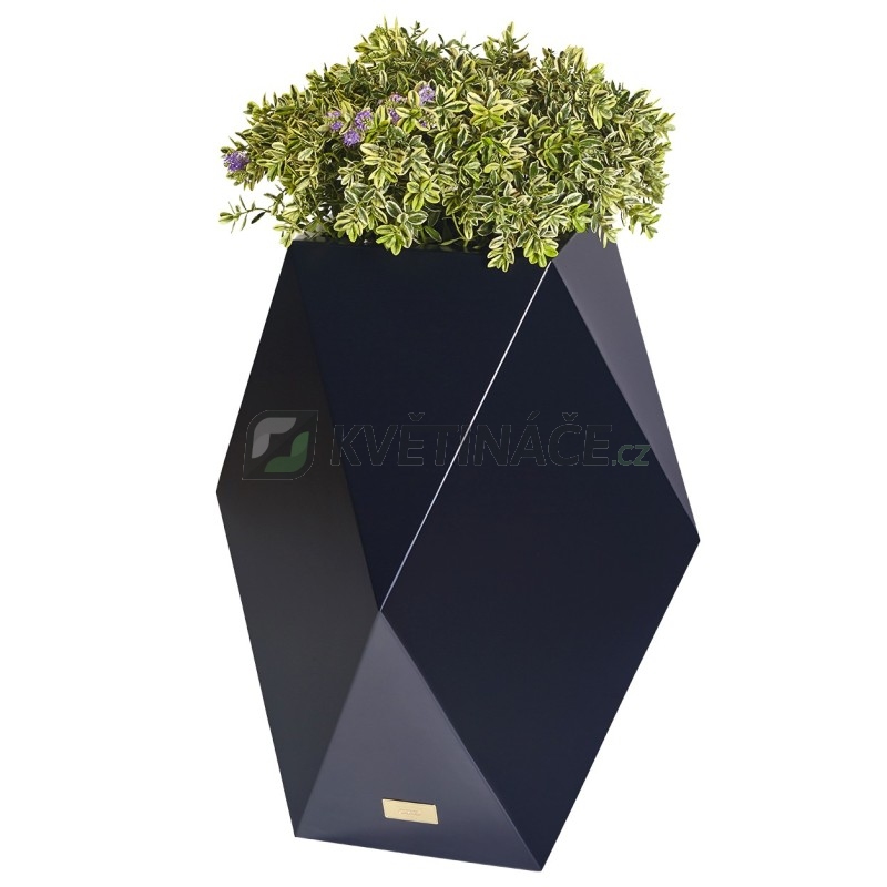 Kovové květináče - Květináč Kasper Diamant L černý 47x47xV80cm