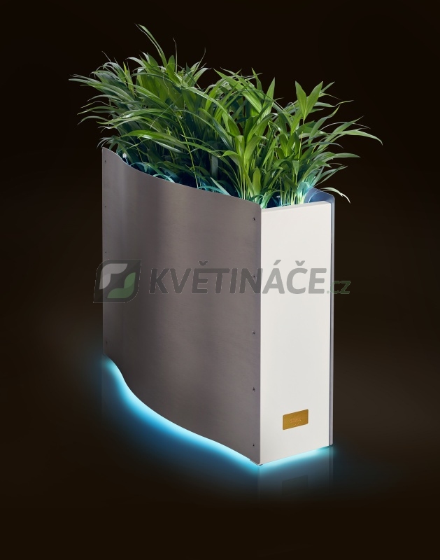 Kovové květináče - Kasper Wave LED nerez / bílý 80x33x61cm