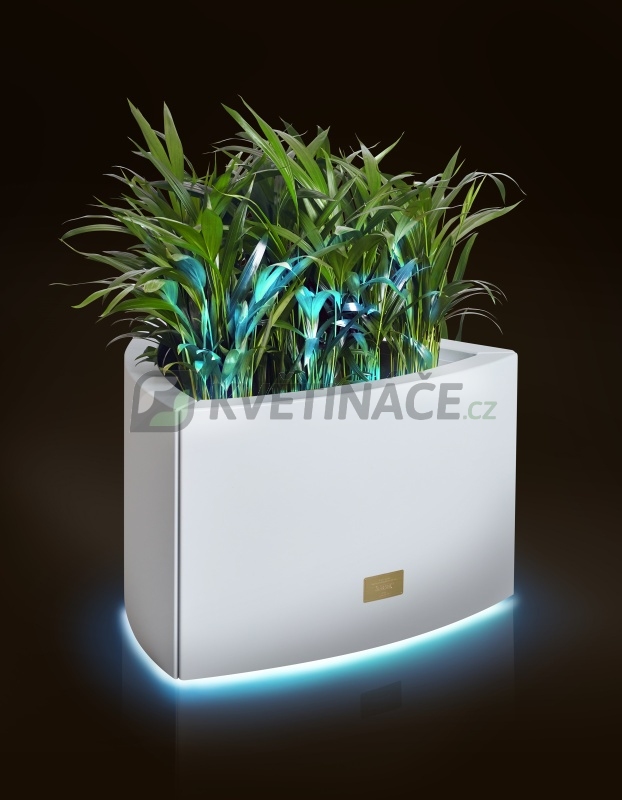 Kovové květináče - Květináč Kasper Triangle LED S bílý 57x60xV37cm