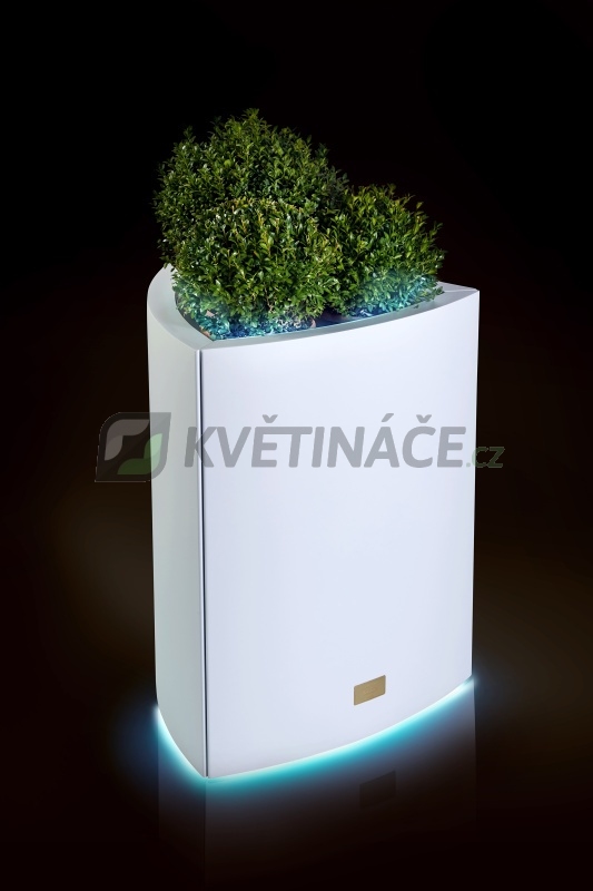Kovové květináče - Květináč Kasper Triangle LED L bílý 57x60xV73cm